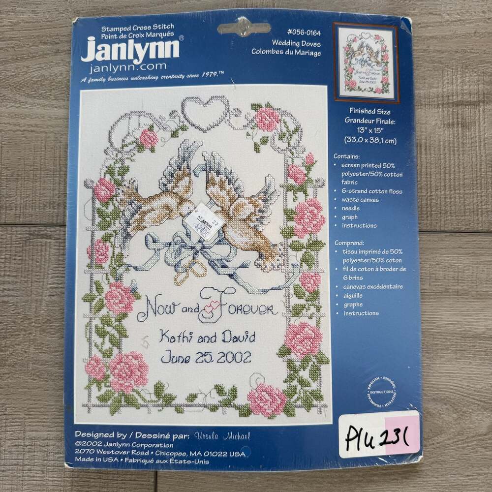 Janlynn Wedding Doves Stamped Cross Stitch Kit